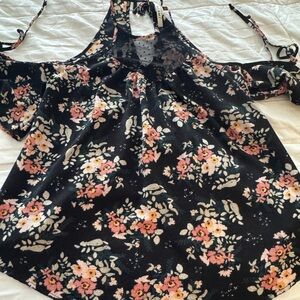 Miami Black and Pink Floral Women's Blouse